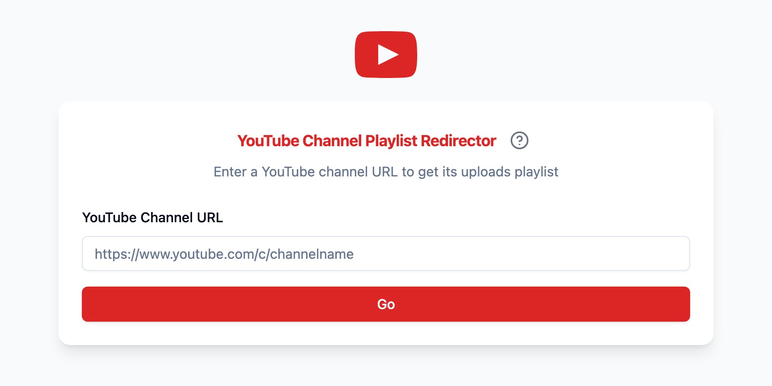 Channel Playlist tool with a field for a YouTube channel URL