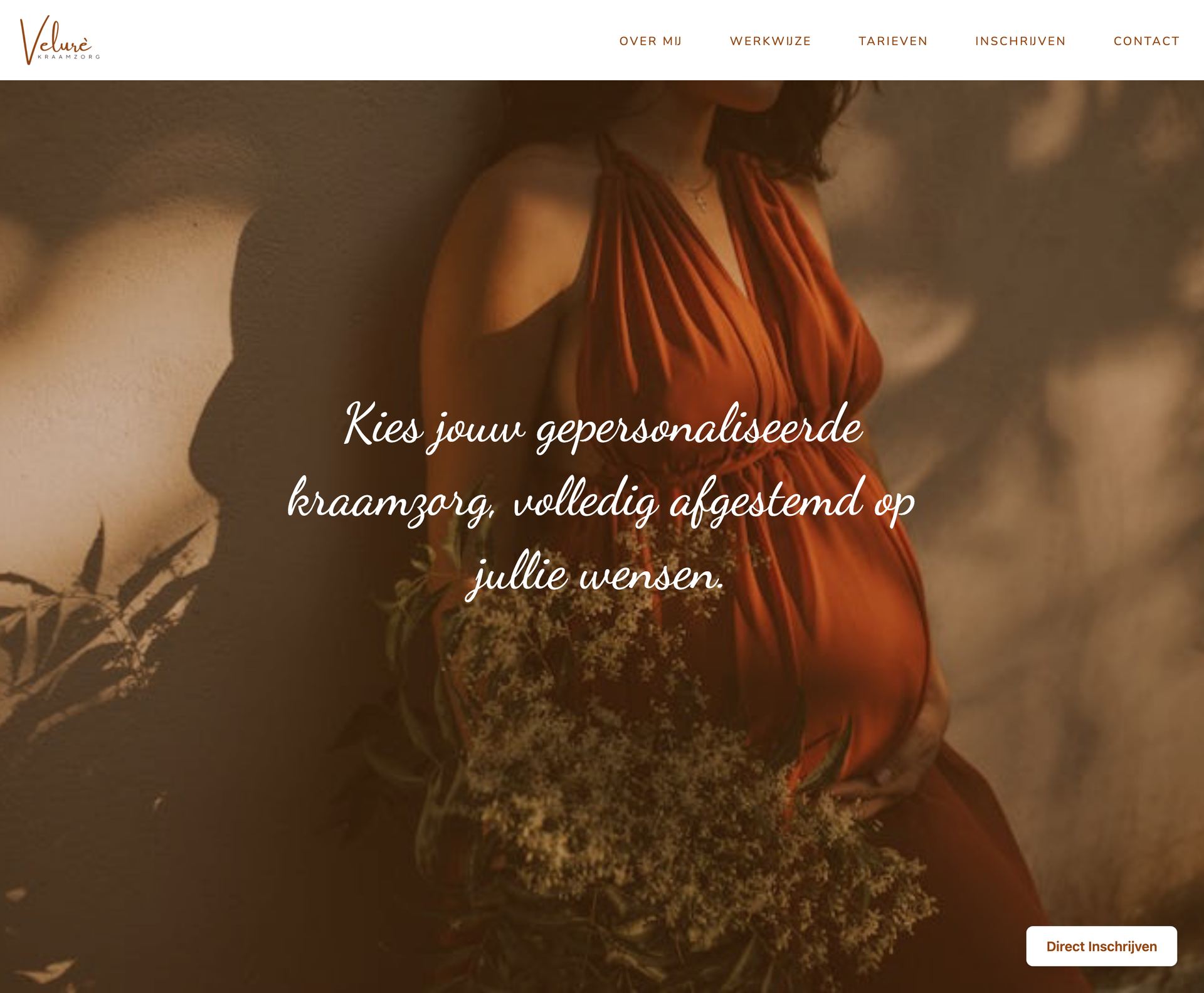 Homepage of the Kraamzorg Velure website