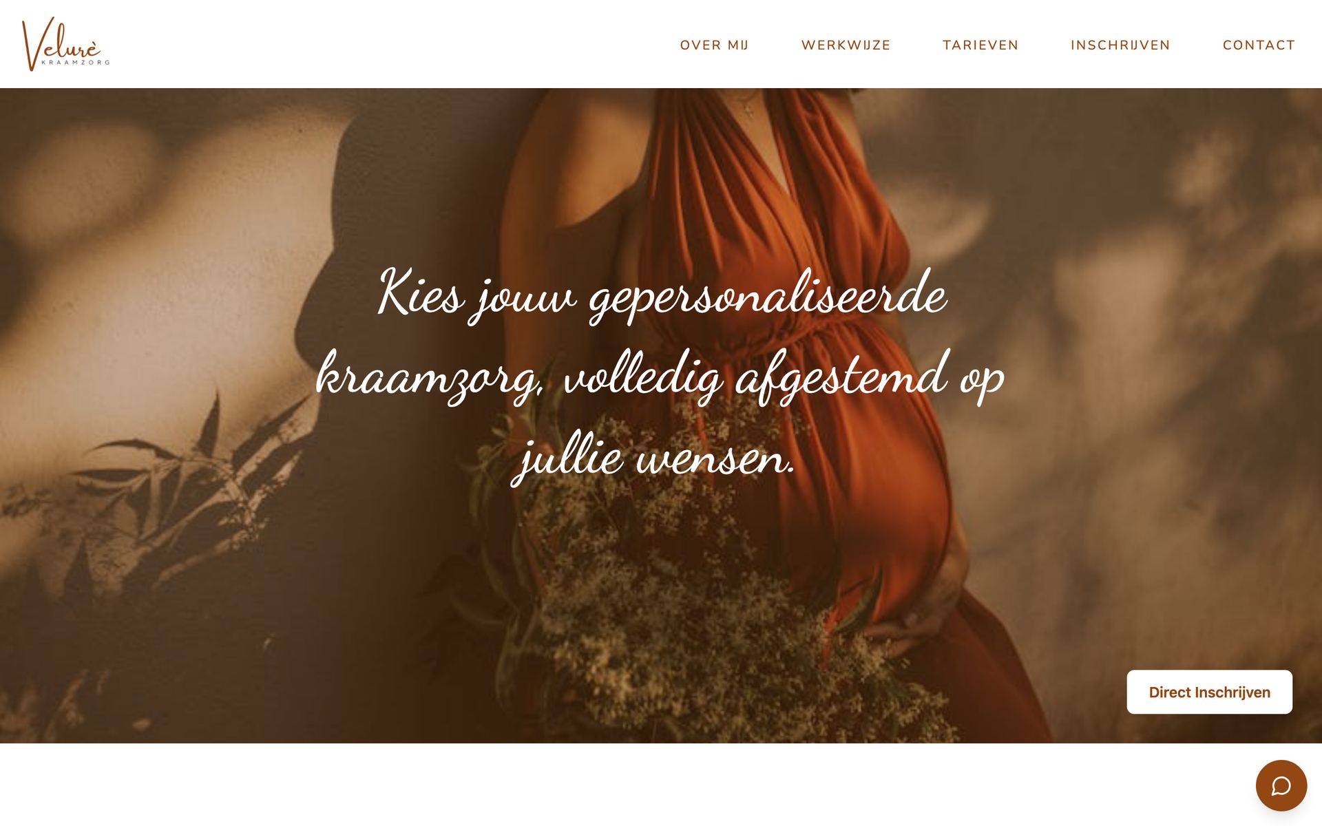 Homepage of the Kraamzorg Velure website